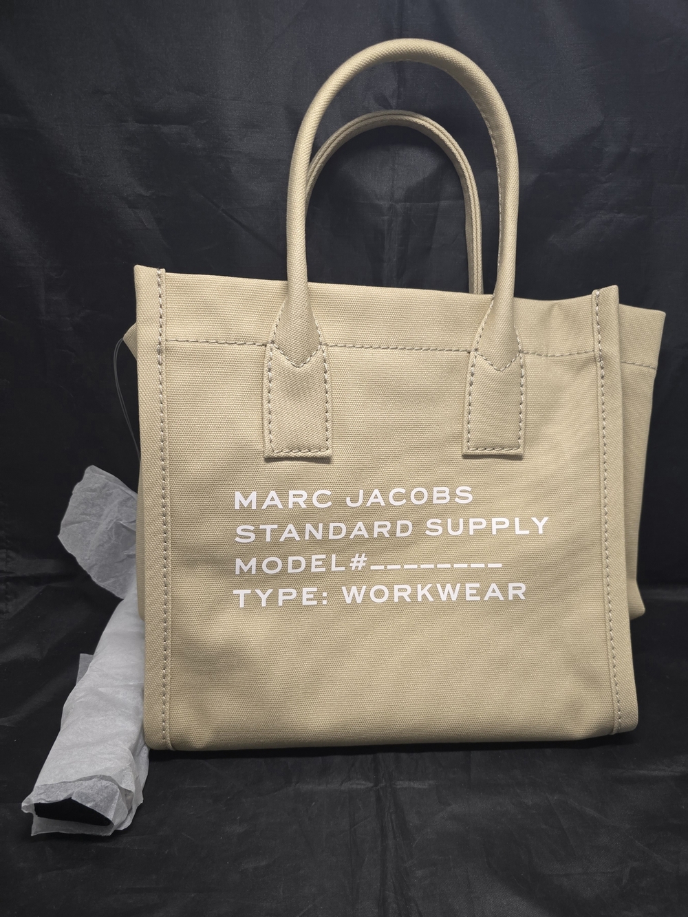 NWT Tags Marc Jacobs Beige Canvas Standard Supply Canvas Tote Bag Ret. $188